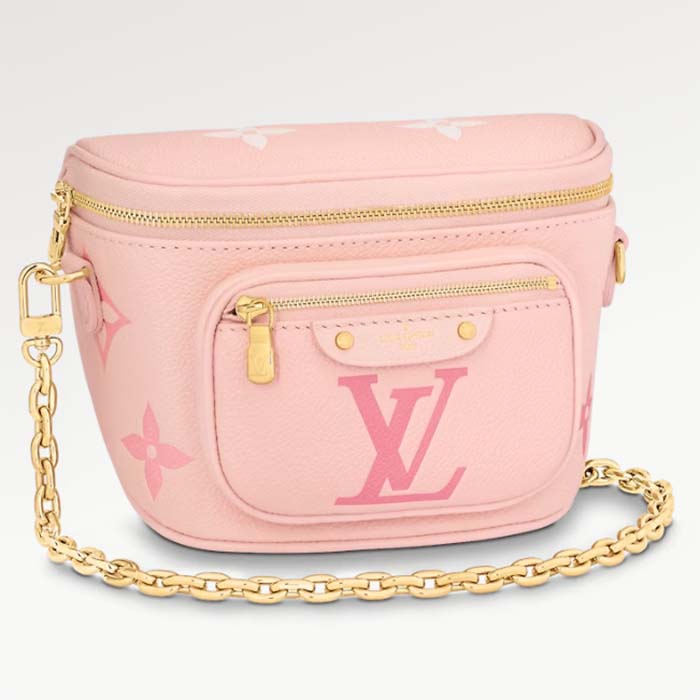 Louis Vuitton LV Women Mini Bumbag Monogram Pink Monogram Empreinte Embossed Supple Grained Cowhide