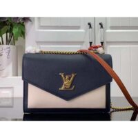 Louis Vuitton LV Women Mylockme Chain Bag Navy Blue Grained Calf Leather (4)