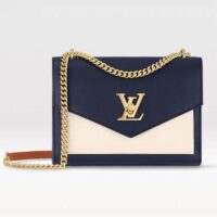 Louis Vuitton LV Women Mylockme Chain Bag Navy Blue Grained Calf Leather (4)