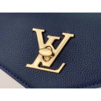Louis Vuitton LV Women Mylockme Chain Bag Navy Blue Grained Calf Leather (4)
