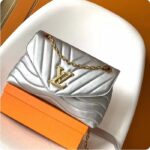 Louis Vuitton LV Women New Wave Chain Bag MM Metallic Gray Quilted Cowhide Leather - immagine 2