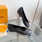 Louis Vuitton LV Women Nina Flat Ballerina Black Monogram Embossed Calf Leather Canvas Bow - Imagen 2