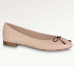 Louis Vuitton LV Women Nina Flat Ballerina Nude Pink Monogram Embossed Calf Leather Bow