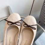 Louis Vuitton LV Women Nina Flat Ballerina Nude Pink Monogram Embossed Calf Leather Bow - Image 9