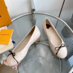 Louis Vuitton LV Women Nina Flat Ballerina Nude Pink Monogram Embossed Calf Leather Bow - Image 8
