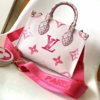 Louis Vuitton LV Women Onthego PM Pink Monogram Coated Canvas Textile Lining (8)