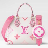 Louis Vuitton LV Women Onthego PM Pink Monogram Coated Canvas Textile Lining (8)