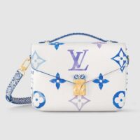 Louis Vuitton LV Women Pochette Métis MM Blue Monogram Coated Canvas (7)