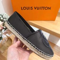 Louis Vuitton LV Women Starboard Flat Espadrille Black Lamb Leather Rubber (8)