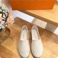 Louis Vuitton LV Women Starboard Flat Espadrille Ivory White Lamb Leather Rubber (8)