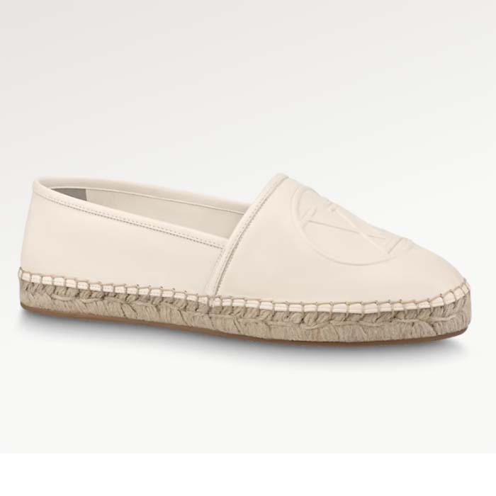Louis Vuitton LV Women Starboard Flat Espadrille Ivory White Lamb Leather Rubber