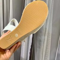 Louis Vuitton LV Women Starboard Wedge Sandal White Monogram-Embroidered Cotton Rope Sole (1)