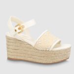 Louis Vuitton LV Women Starboard Wedge Sandal White Monogram-Embroidered Cotton