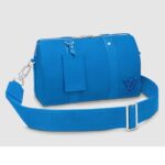 Sac Louis Vuitton City Keepall unisexe en cuir de vachette bleu vif
