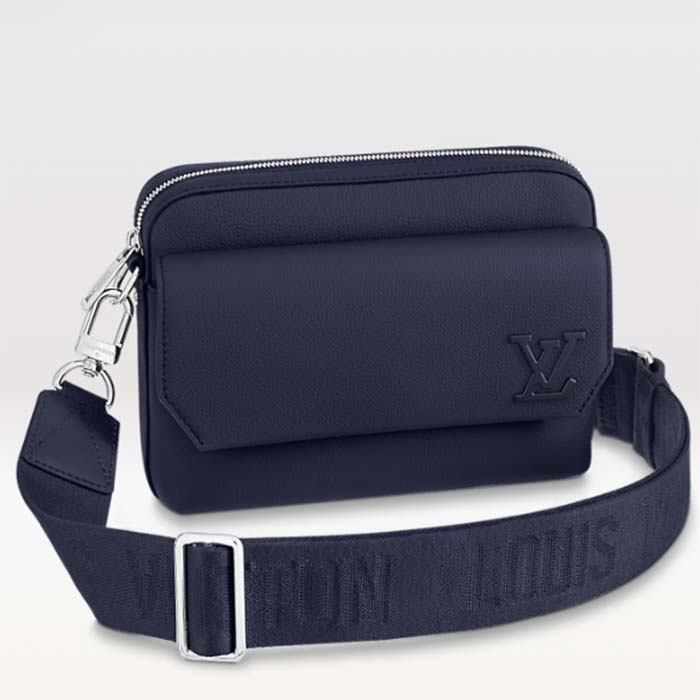 Louis Vuitton Unisex LV Fastline Messenger Navy Blue Cowhide Leather Zipped Closure