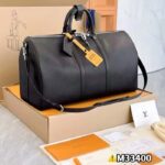 Louis Vuitton Unisex LV Keepall Bandoulière 50 Travel Bag Black Double Zip Closure Padlock - Image 4