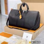 Louis Vuitton Unisex LV Keepall Bandoulière 50 Travel Bag Black Double Zip Closure Padlock - Image 5