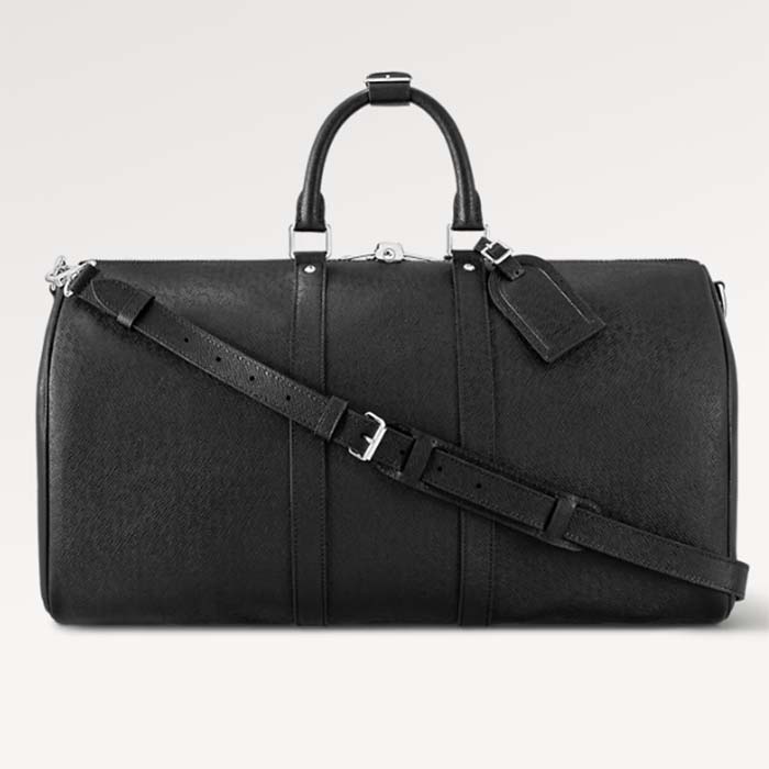 Louis Vuitton Unisex LV Keepall Bandoulière 50 Travel Bag Black Double Zip Closure Padlock