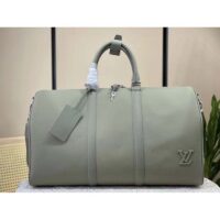 Louis Vuitton Unisex LV Keepall Bandoulière 50 Travel Bag Sage Cowhide Leather (4)