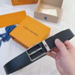 Louis Vuitton Unisex LV Pont Neuf 35mm Belt Anthracite Gray Ombre Calf Leather – Bild 7