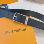 Louis Vuitton Unisex LV Pont Neuf 35mm Belt Anthracite Gray Ombre Calf Leather – Bild 2