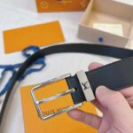 Louis Vuitton Unisex LV Pont Neuf 35mm Belt Anthracite Gray Ombre Calf Leather – Bild 8