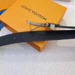 Louis Vuitton Unisex LV Pont Neuf 35mm Belt Anthracite Gray Ombre Calf Leather – Bild 5