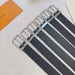 Louis Vuitton Unisex LV Pont Neuf 35mm Belt Anthracite Gray Ombre Calf Leather – Bild 12