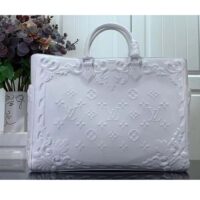 Louis Vuitton Unisex LV Sac Plat Optic White Calf Leather Double Handle (9)