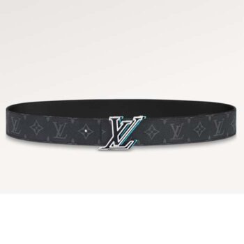 Louis Vuitton Unisex LV Speed 40mm Reversible Belt Turquoise Blue Monogram Eclipse Coated Canvas Leather