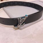 Louis Vuitton Unisex LV Speed 40mm Reversible Belt Turquoise Blue Monogram Eclipse Coated Canvas Leather - Imagen 4