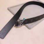 Louis Vuitton Unisex LV Speed 40mm Reversible Belt Turquoise Blue Monogram Eclipse Coated Canvas Leather - Imagen 5