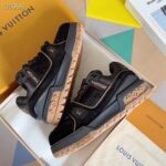 Louis Vuitton Unisex LV Trainer Maxi Black Suede Calf Leather Textile Laces Beads Rubber - Image 6