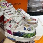 Louis Vuitton Unisex LV Trainer Sneaker White Printed Canvas Rubber Outsole Monogram Flowers - Image 6