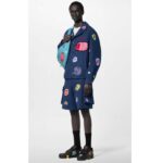 Louis Vuitton Unisex LV x YK LV Trainer Sneaker Black Printed Grained Calf Leather Monogram Flowers - immagine 12