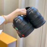 Louis Vuitton Unisex LV x YK LV Trainer Sneaker Black Printed Grained Calf Leather Monogram Flowers - immagine 10