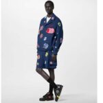 Louis Vuitton Unisex LV x YK LV Trainer Sneaker Black Printed Grained Calf Leather Monogram Flowers - immagine 11