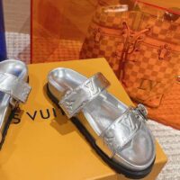 Louis Vuitton Women LV Bom Dia Flat Comfort Mule Silver Monogram-Embossed Calf (1)