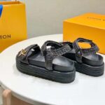 Louis Vuitton Women LV Cordoba Flat Comfort Sandal Black Raffia Rubber 4CM Heel - Bild 4