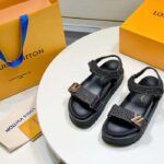 Louis Vuitton Women LV Cordoba Flat Comfort Sandal Black Raffia Rubber 4CM Heel - Bild 5
