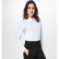 Louis Vuitton Women LV Long Sleeved Fitted Shirt Cotton Blanc Optique White Regular Fit (2)