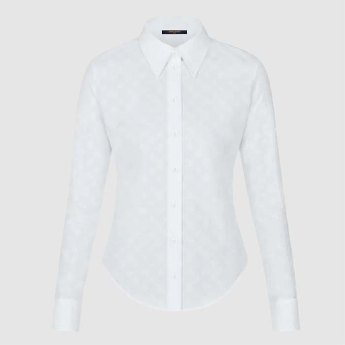 Louis Vuitton Women LV Long Sleeved Fitted Shirt Cotton Blanc Optique White Regular Fit