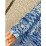 Louis Vuitton Women LV Monogram Tile Long Shirt Dress Cotton Blue White Regular Fit - Bild 7