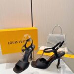 Louis Vuitton Women LV Sparkle Sandal Black Calfskin Leather Outsole 9.5 CM Heel - immagine 4