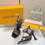 Louis Vuitton Women LV Sparkle Sandal Brown Monogram Canvas Outsole 9.5 CM Heel – Bild 2