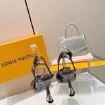 Louis Vuitton Women LV Sparkle Sandal Brown Monogram Canvas Outsole 9.5 CM Heel – Bild 6