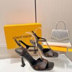 Louis Vuitton Women LV Sparkle Sandal Brown Monogram Canvas Outsole 9.5 CM Heel – Bild 5