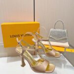 Louis Vuitton Women LV Sparkle Sandal Gold Calfskin Leather Outsole 9.5 CM Heel – Bild 7