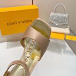 Louis Vuitton Women LV Sparkle Sandal Gold Calfskin Leather Outsole 9.5 CM Heel – Bild 8