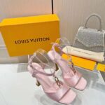 Louis Vuitton Women LV Sparkle Sandal Pink Calfskin Leather Outsole 9.5 CM Heel - Imagen 4